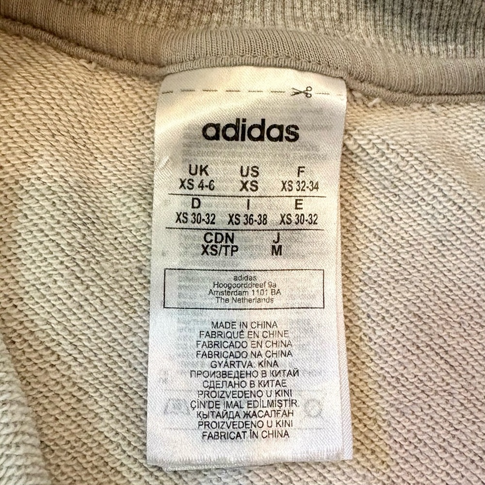 ✨ ADIDAS ✨ Cropped Gray Quarter Zip Sweatshirt Purple Velvet Stripes Size XS - Picture 8 of 10